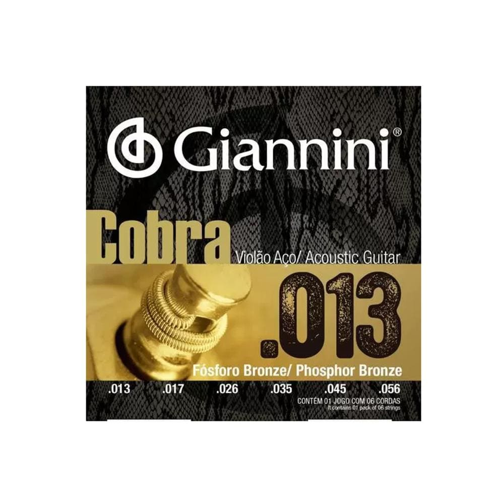 Encordoamento Giannini Violão Fosfor Bronze GEEFLXF 0.13 Aço