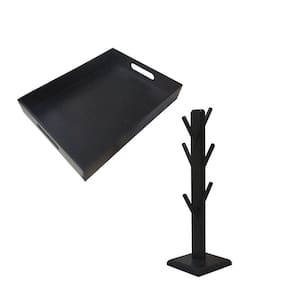 Kit Porta Xícaras Bandeja Café 6 Pinos Grande Madeira Mdf