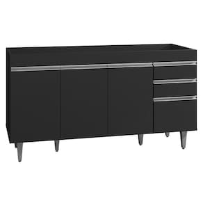 Balcão Gabinete de Pia sem Tampo 150cm 4 Portas 2 Gavetas Marrocos Preto - Lumil