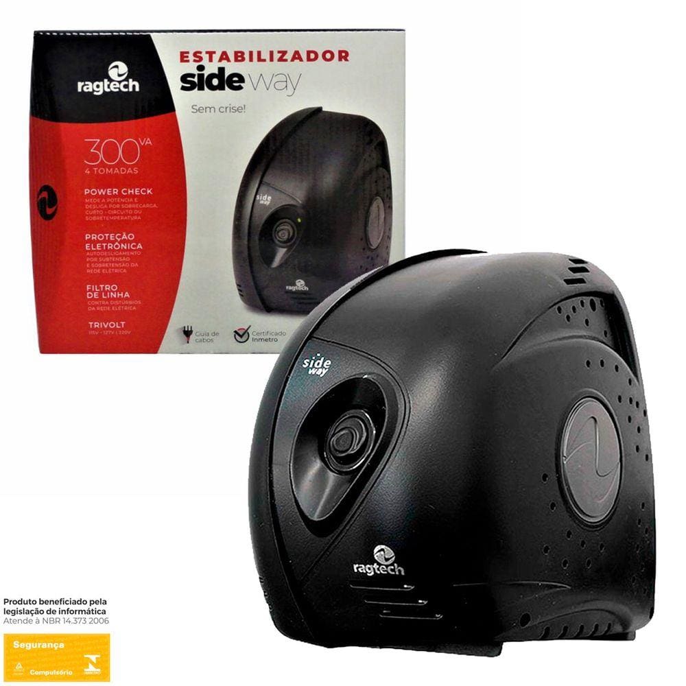 Estabilizador Ragtech Sideway 300VA, Bivolt/115, 4 Tomadas - 20SDW5303