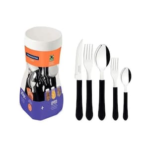 Jogo Talheres Faqueiro Inox 20 peças Leme Preto Tramontina