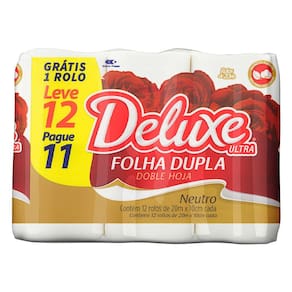 Papel Higiênico Deluxe Folha Dupla Neutro Ultra Leve 12 Pague 11 Unidades