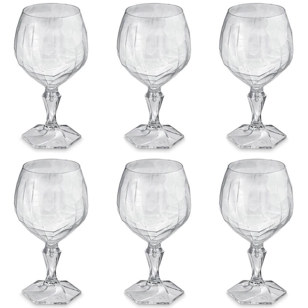 Conjunto 6 Taça Para Água Suco 350ml Plástico UZ Tango Transparente