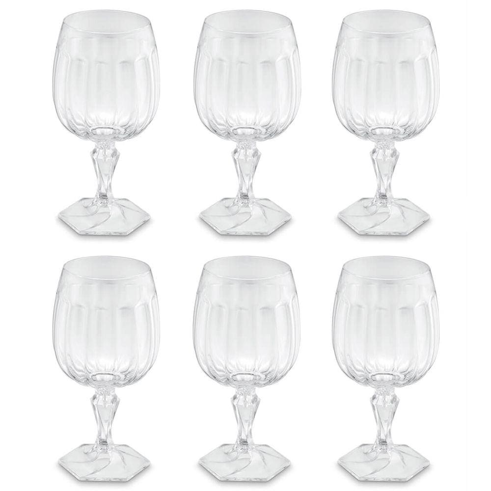 Conjunto 6 Taças Para Água Tomar Suco 350ml Poliestireno UZ Samba Transparente