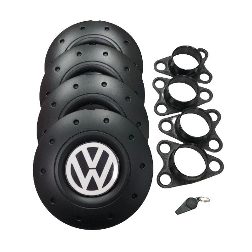 Jogo de Calotas de Centro Miollo para VW Fox Aro 15 2004/2019 Estilo Amarok Preto