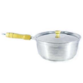 Caçarola Panela De Alumínio Polido Cabo De Madeira 24Cm