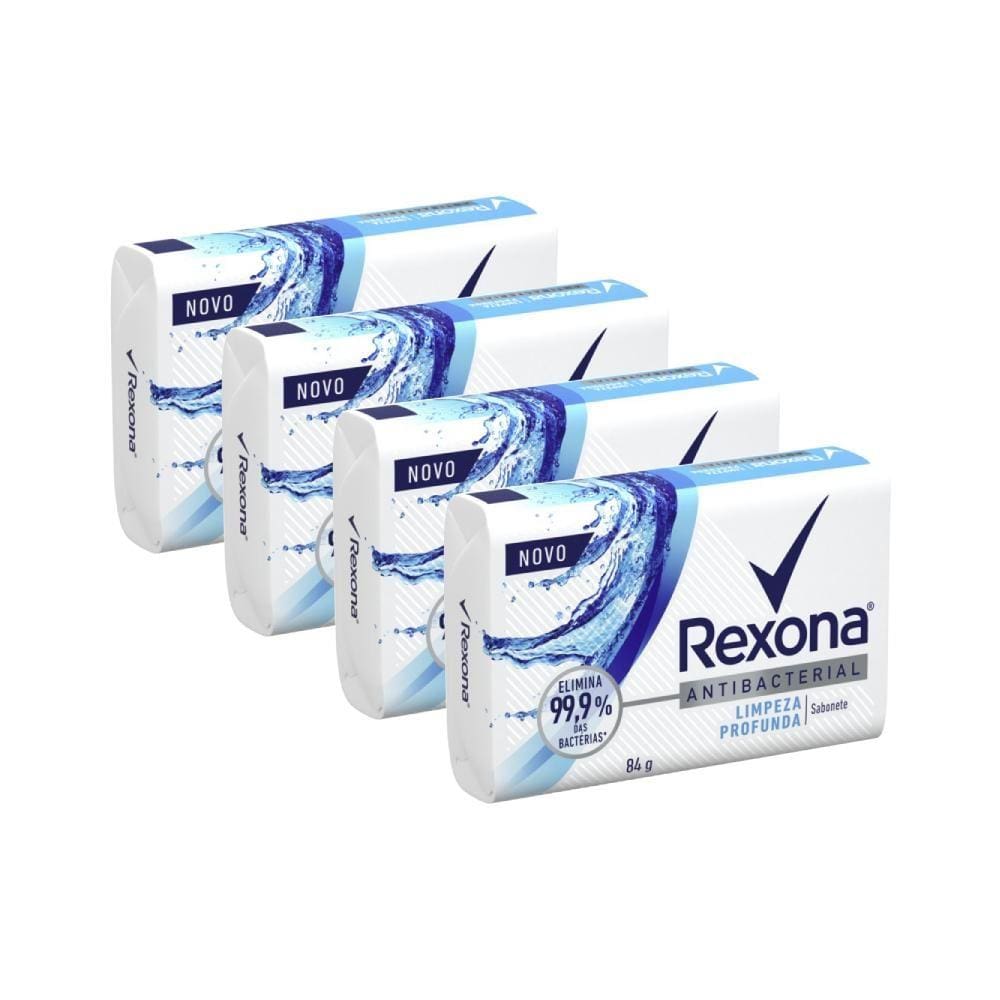 Kit 4 Sabonetes em Barra Antibacterial Limpeza Profunda Rexona 84g