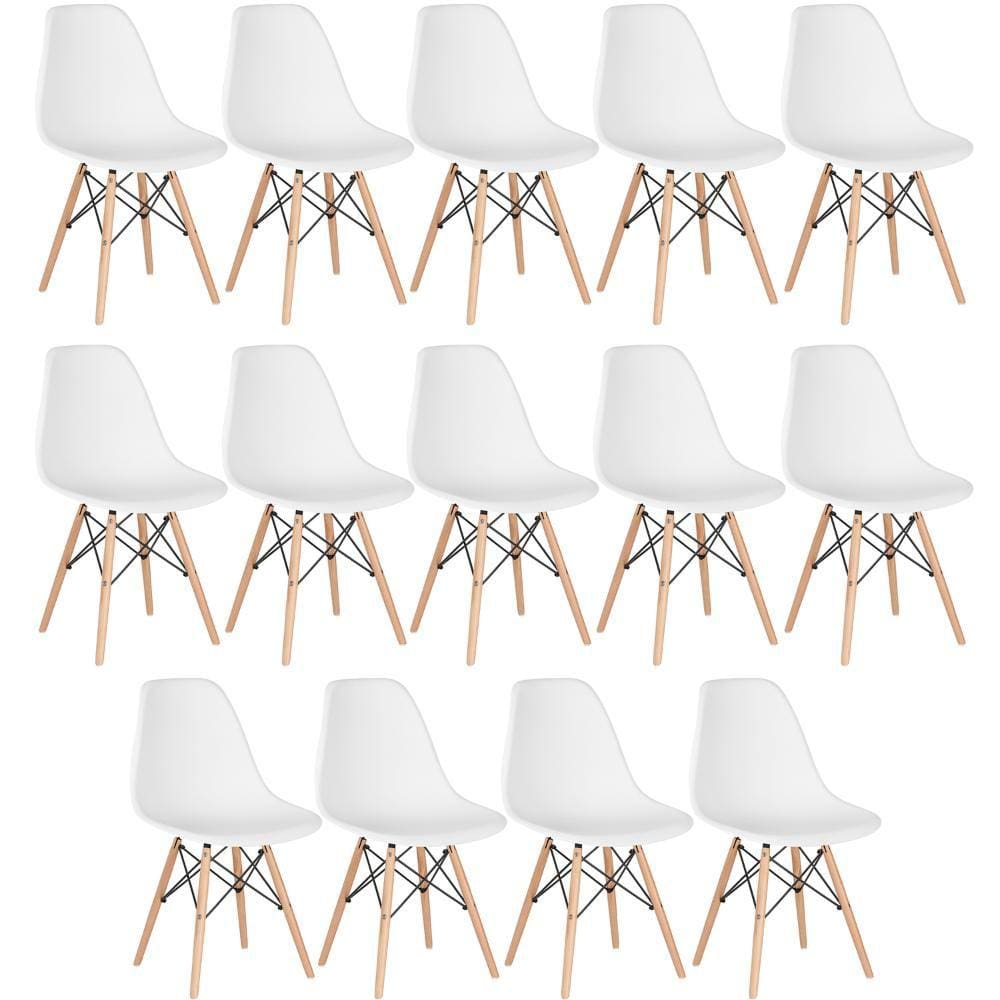 KIT - 14 x cadeiras Charles Eames Eiffel DSW - Base de madeira clara