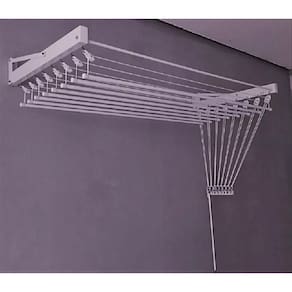Varal Parede Individual 10 Varetas Alumínio Branco 100cm