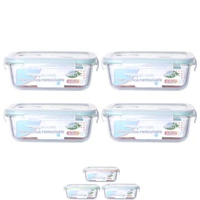 Jogo 4 Potes de Vidro Hermético Marmita Tampa 4 Travas 640ml