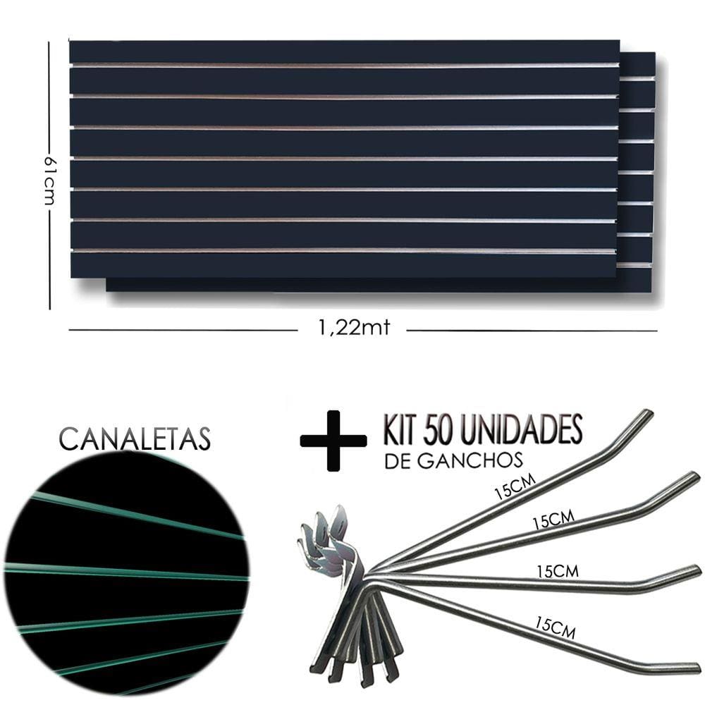2 Paineis Canaletado Preto -1,22 x 0,61 + 50 Gancho 15cm + Canaletas VERDE