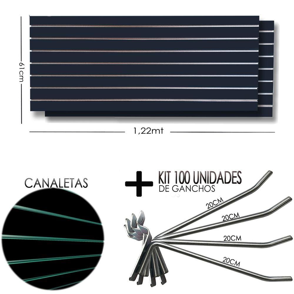 2 Paineis Canaletado Preto -1,22 x 0,61 + 100 Gancho 20cm + Canaletas VERDE