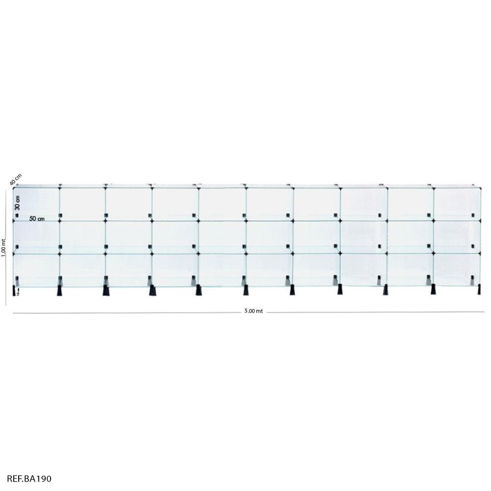 Balcão de Atendimento Modulado em Vidro - 5,00 x 1,00 x 0,40