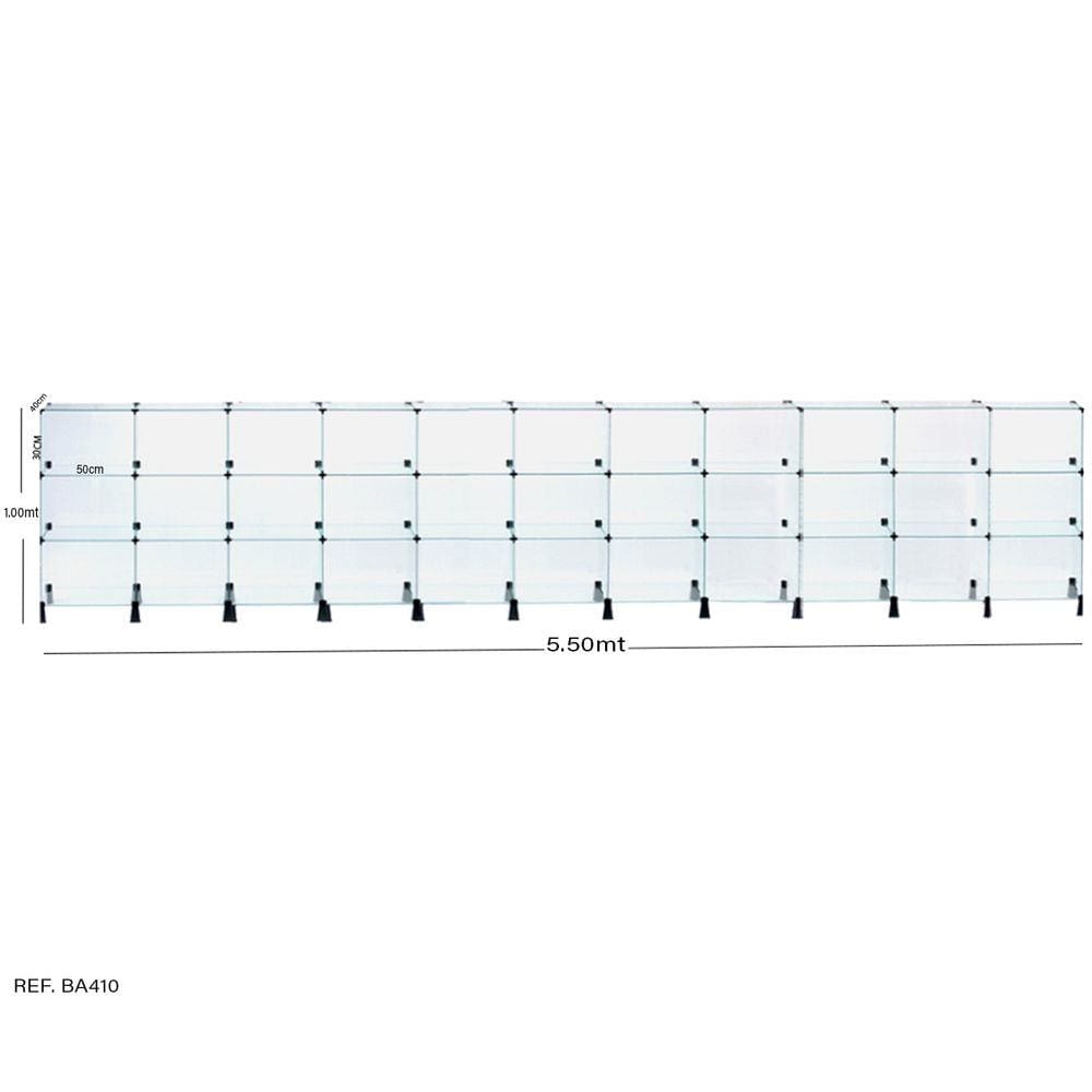 Balcão de Atendimento Modulado em Vidro - 5,50 x 1,00 x 0,40