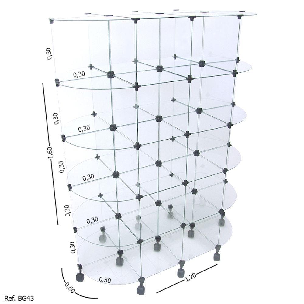 Gôndola Modulado em Vidro - 1,20 x 1,60 x 0,60