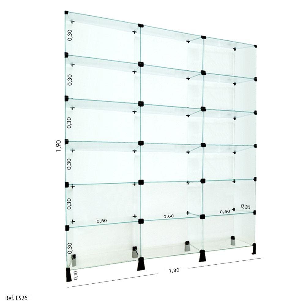 Estante de Vidro Modulado - 1,90 x 1,80 X 0,30