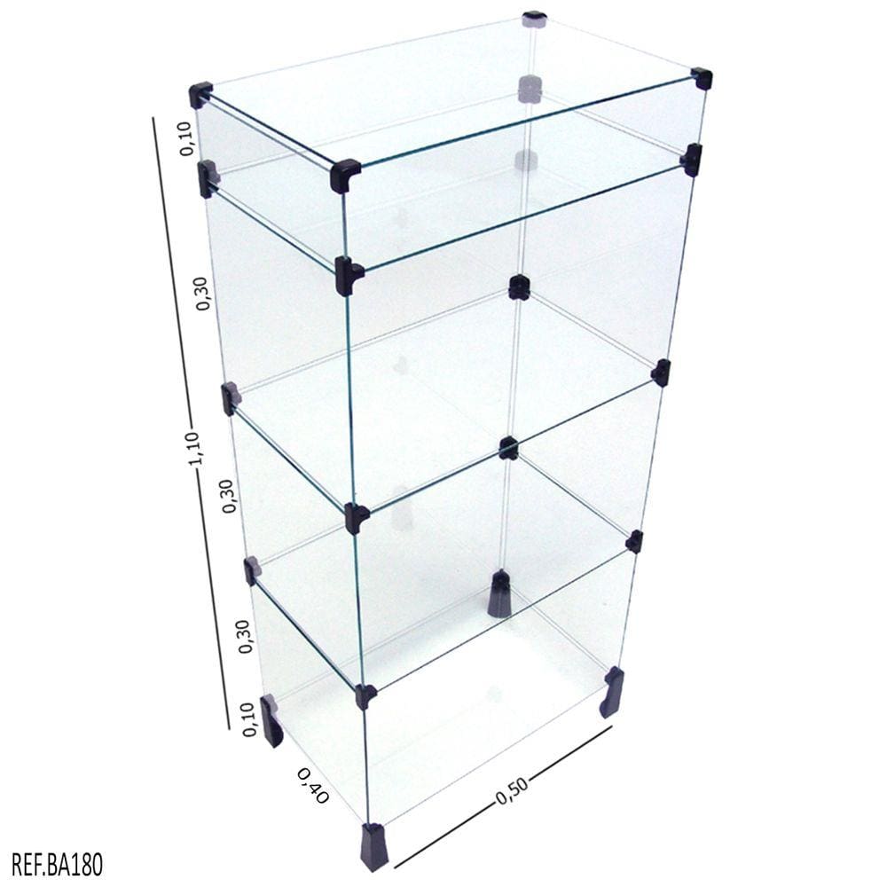 Balcão de Atendimento Modulado em Vidro - 0,50 x 1,10 x 0,40
