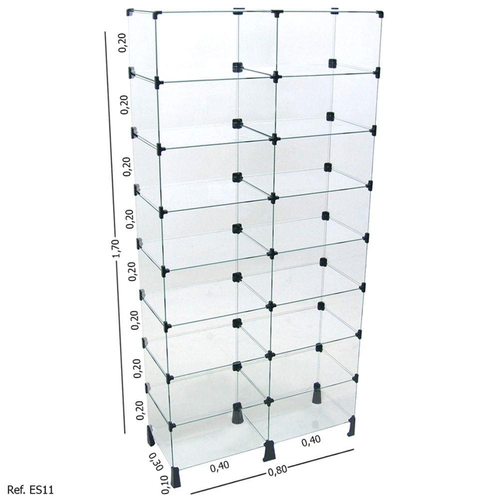 Estante de Vidro Modulado - 0,80 x 1,70 x 0,30
