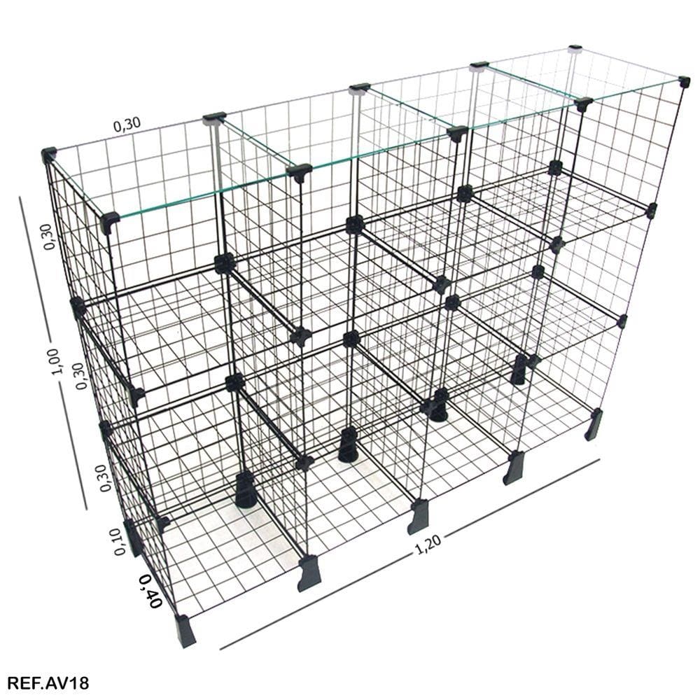 Balcão Aramado com Tampo de Vidro - 1,00 X 1,20 X 0,40