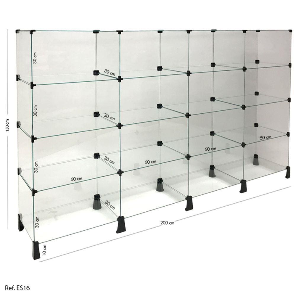 Estante de Vidro Modulado - 2,00 x 1,30 x 0,30