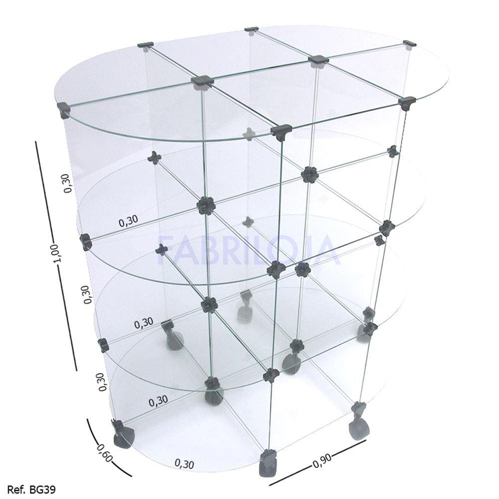 Gôndola Modulado em Vidro - 0,90 x 1,00 x 0,60