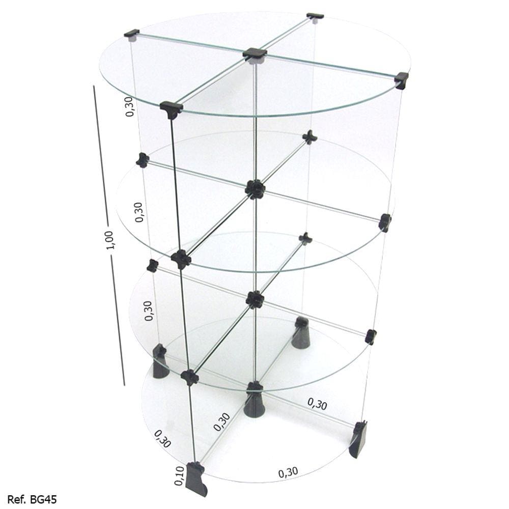 Gôndola Central Modulado em Vidro - 0,30 x 1,00 x 0,30