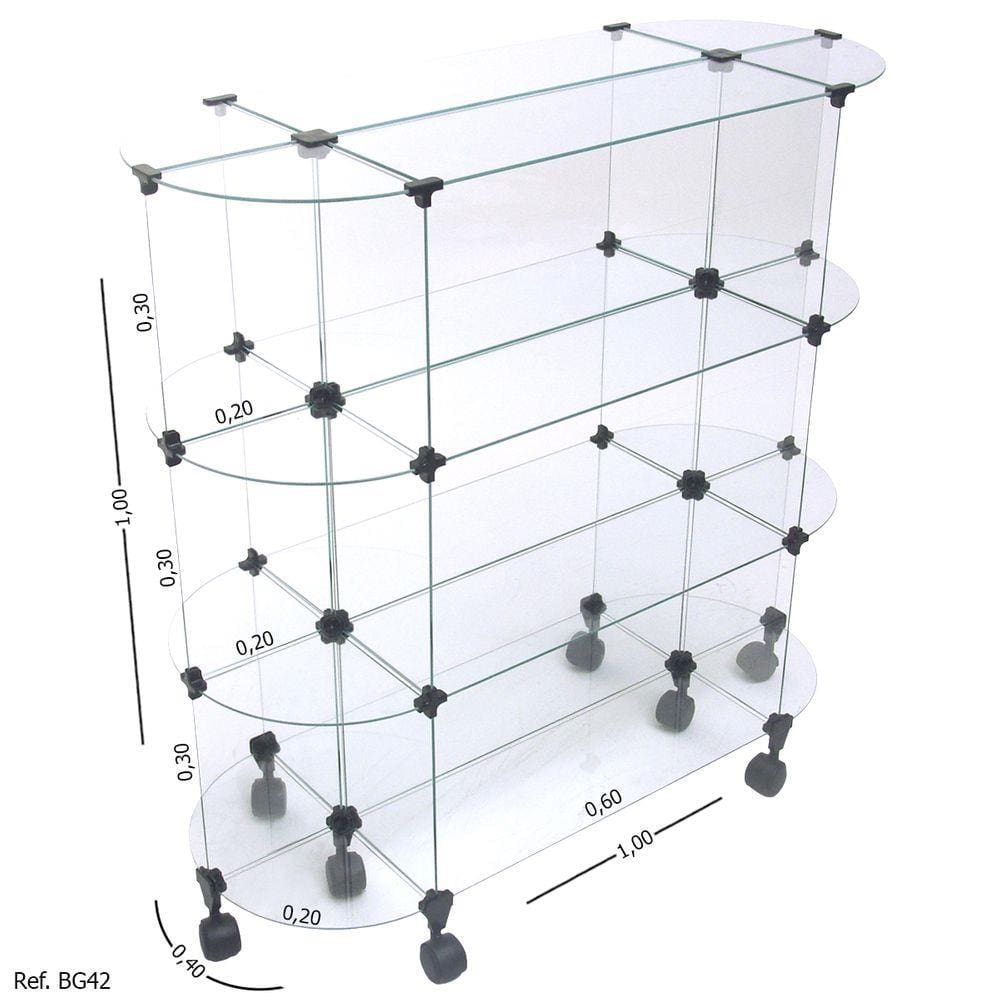 Gôndola Modulado em Vidro - 1,00 x 1,00 x 0,40