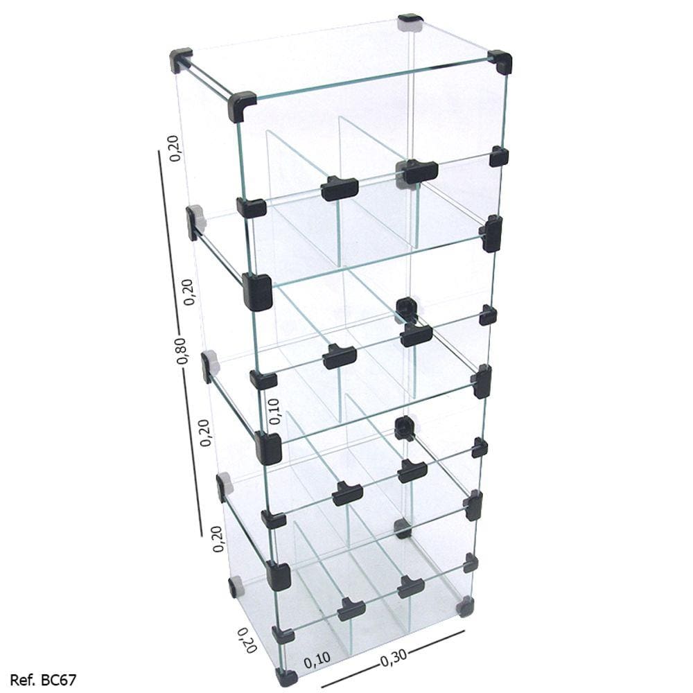 Baleiro Expositor Modulado em Vidro - 0,30 x 0,80 x 0,20
