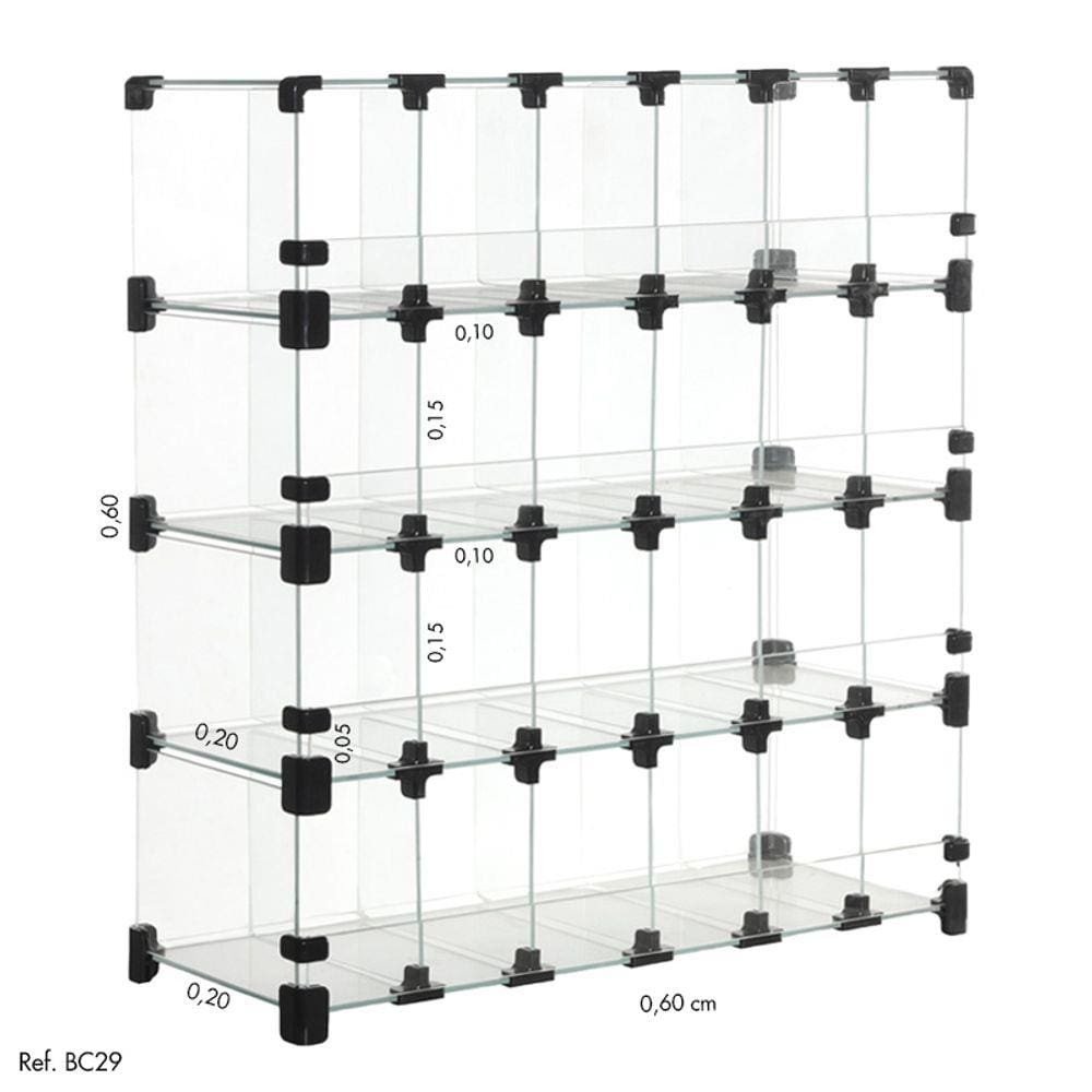 Baleiro Comercial Modulado em Vidro - 0,60 x 0,60 x 0,20