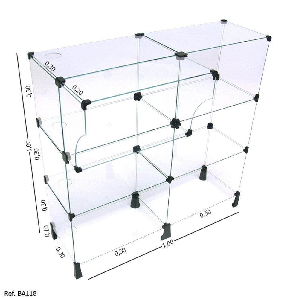 Balcão Caixa Modulado em Vidro - 1,00 x 1,00 x 0,30
