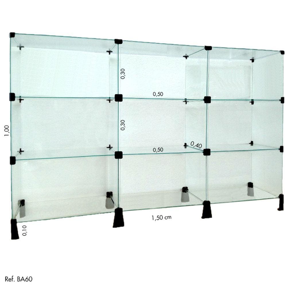 Balcão de Atendimento Modulado em Vidro - 1,50 x 1,00 X 0,40