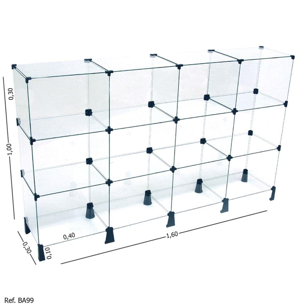 Balcão de Atendimento Modulado em Vidro - 1,60 x 1,00 x 0,30