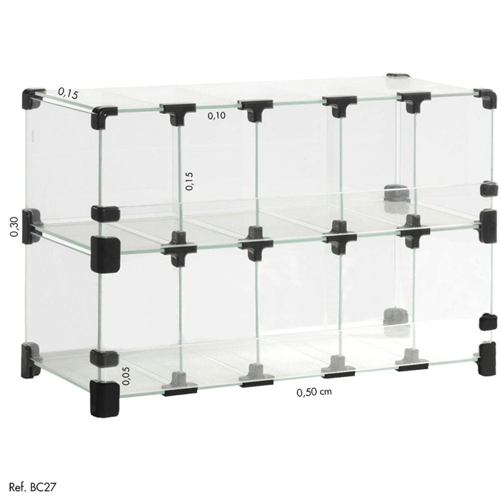 Baleiro Comercial Modulado em Vidro - 0,50 x 0,30 x 0,15
