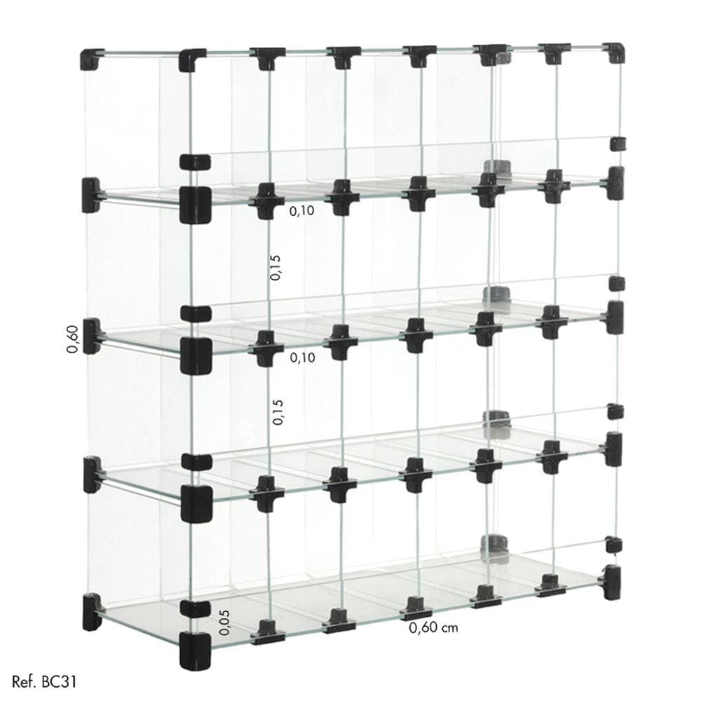 Baleiro Comercial Modulado em Vidro - 0,60 x 0,60 x 0,15
