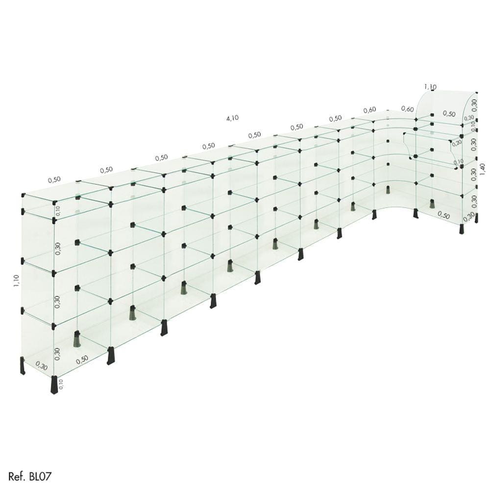Balcão L Modulado com Caixa 4,10 x 1,10 x 1,10