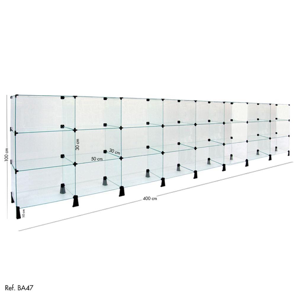 Balcão de Atendimento Modulado em Vidro - 4,00 x 1,00 X 0,30
