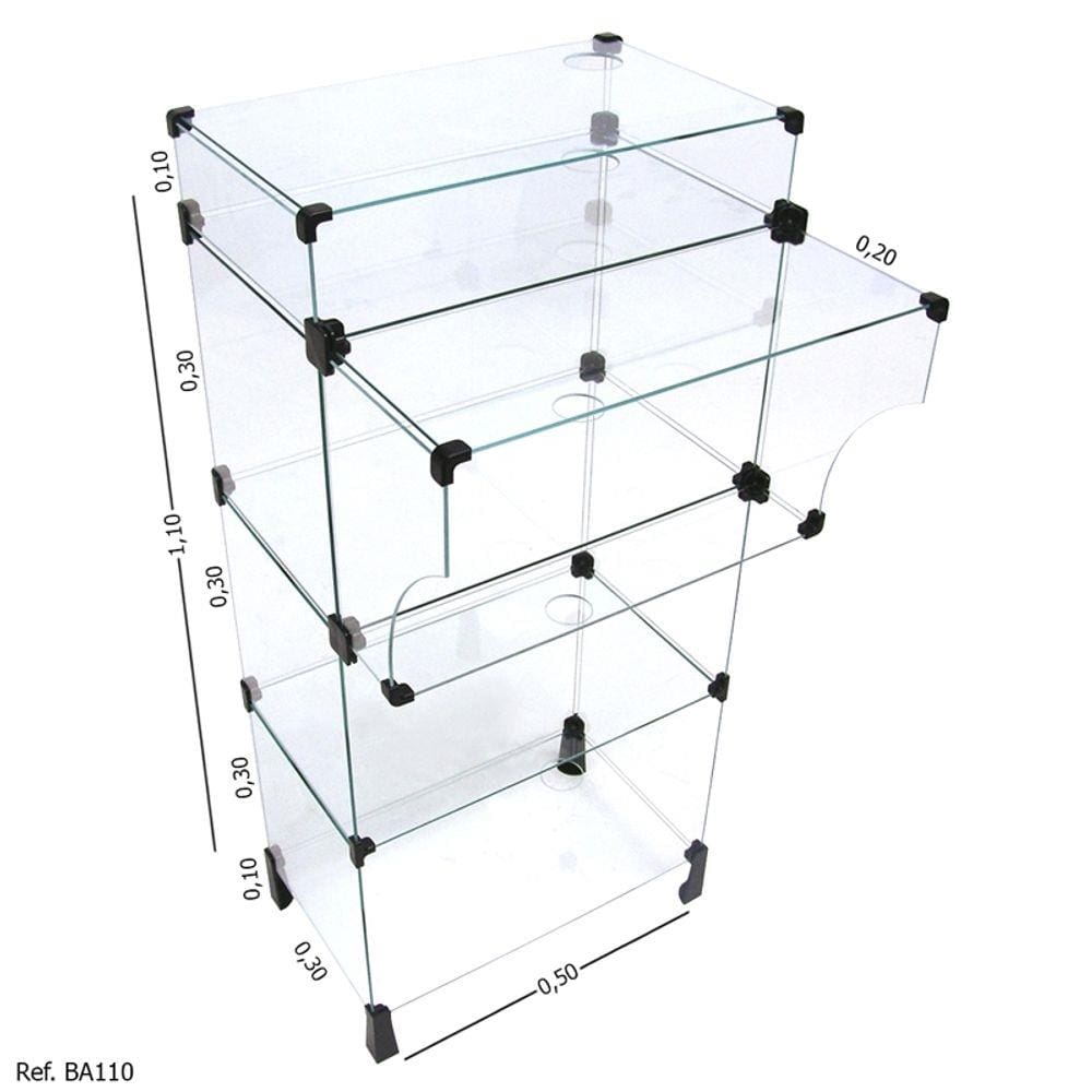 Balcão Caixa Modulado em Vidro - 0,50 x 1,10 x 0,30
