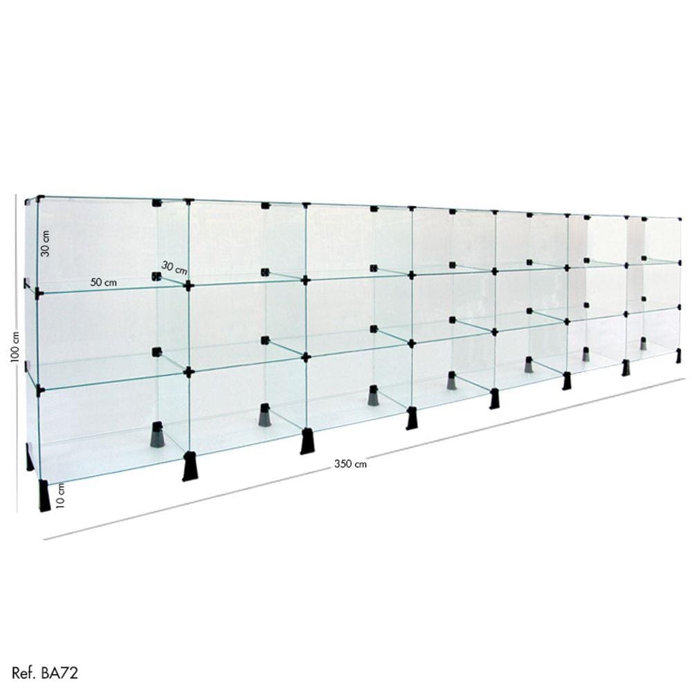 Balcão de Atendimento Modulado em Vidro - 3,50 x 1,00 x 0,30
