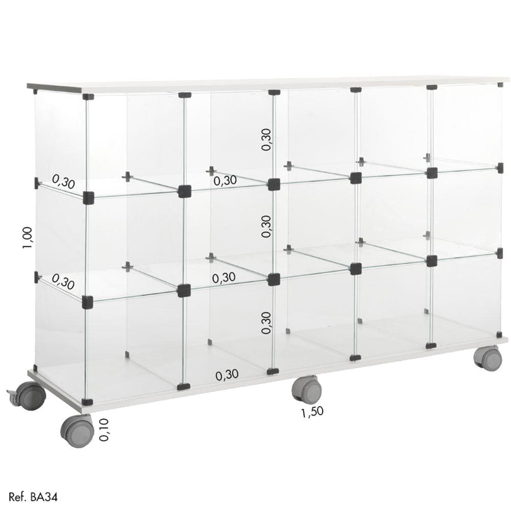 Balcão de Vidro para Atendimento com Base e Tampo em MDF - 1,50 x 1,00 x 0,30