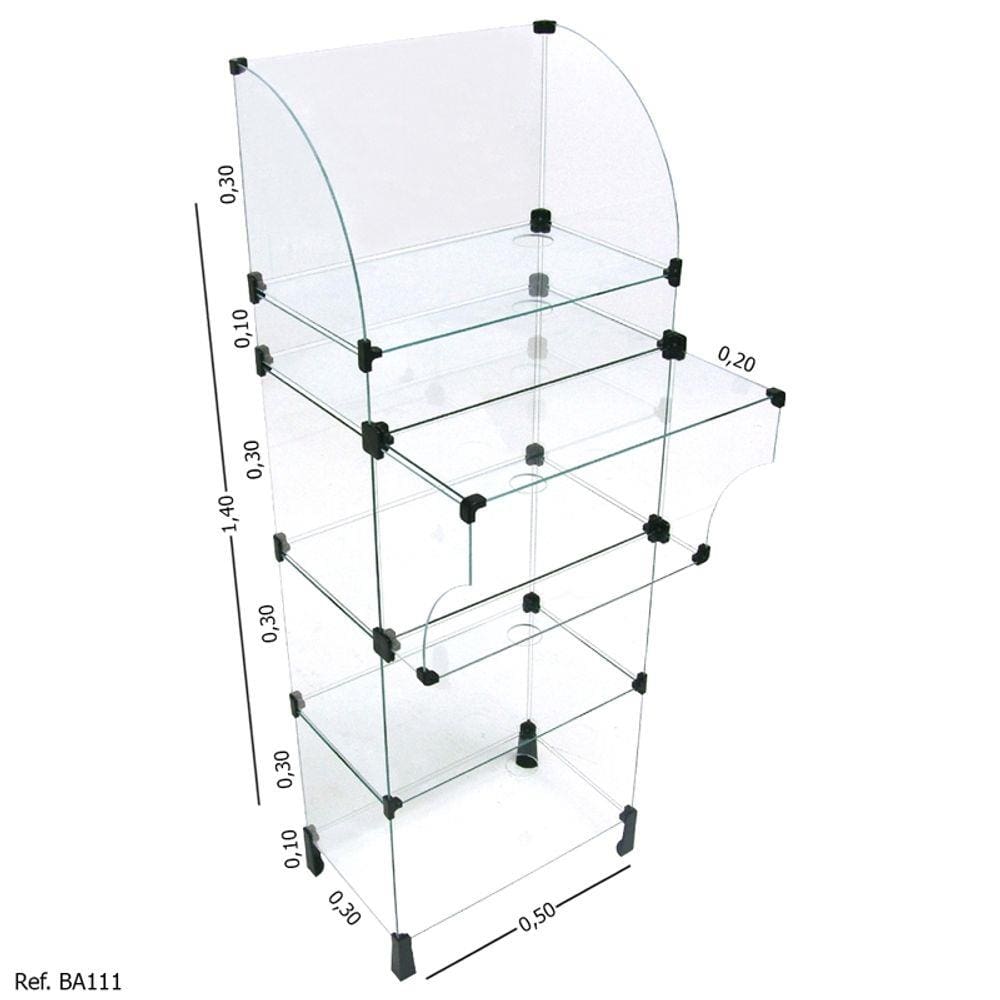 Balcão Caixa Modulado em Vidro - 0,50 x 1,40 x 0,30