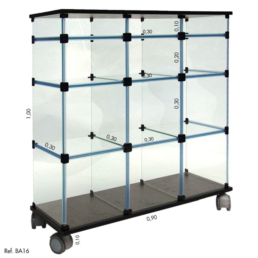 Balcão de Atendimento Modulado em Vidro - 0,90 x 1,00 x 0,30