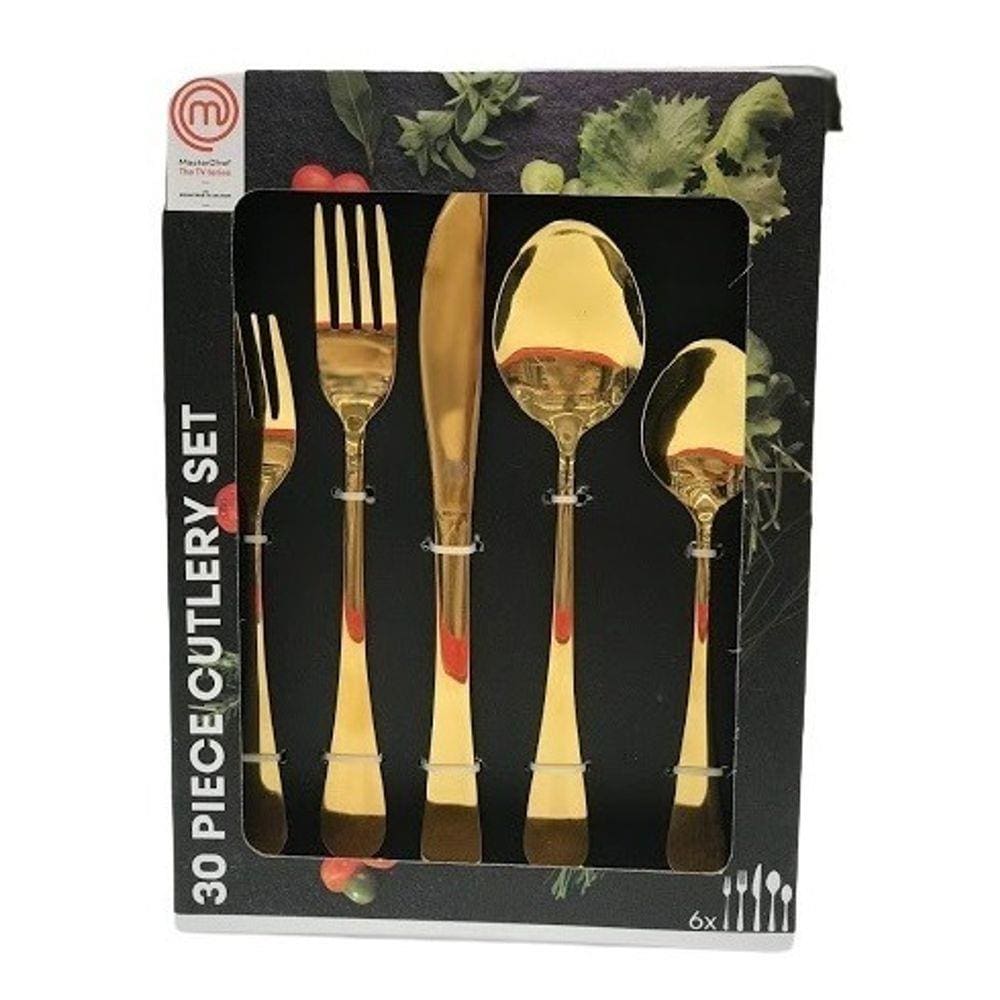 Kit Conjunto 30 Talheres Dourado Luxo - Masterchef