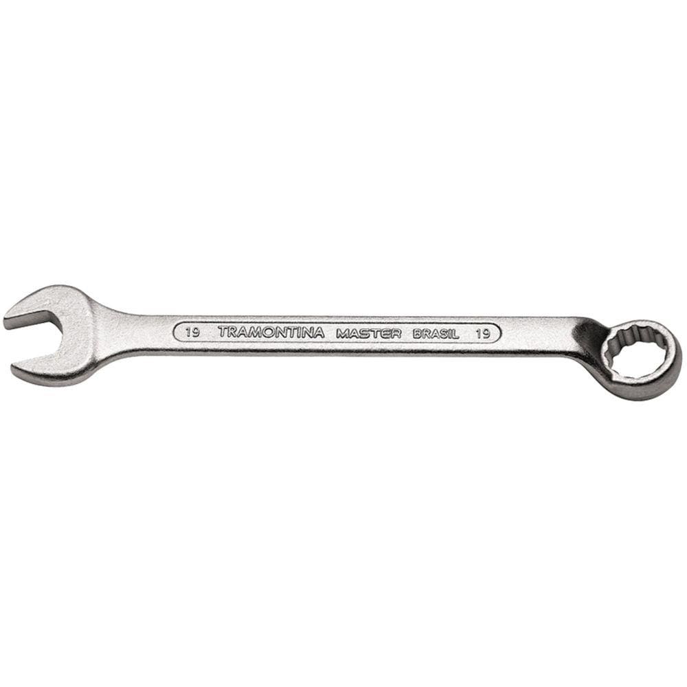 Chave Combinada 19 mm com Pescoço Tramontina com Corpo Forjado em Aço Especial Cromado Tramontina
