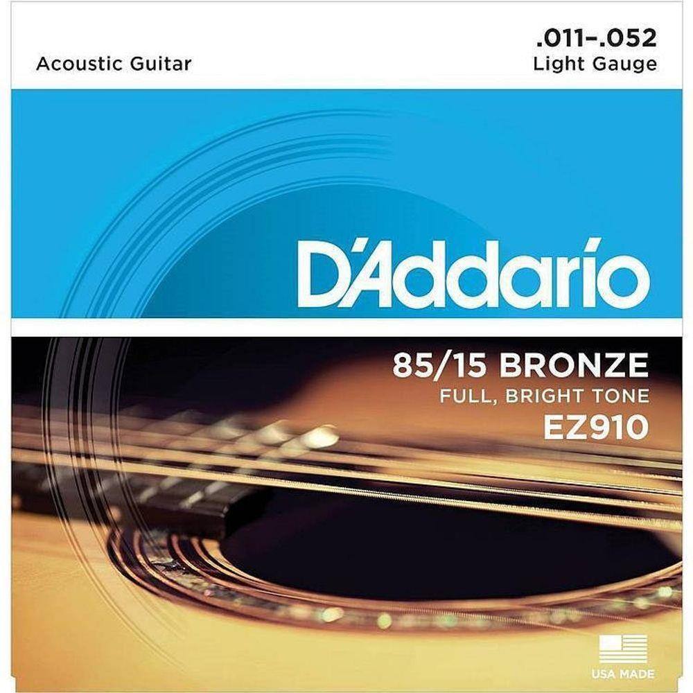 Encordoamento Violão Aço 011 D`addario 85/15 Bronze Ez910