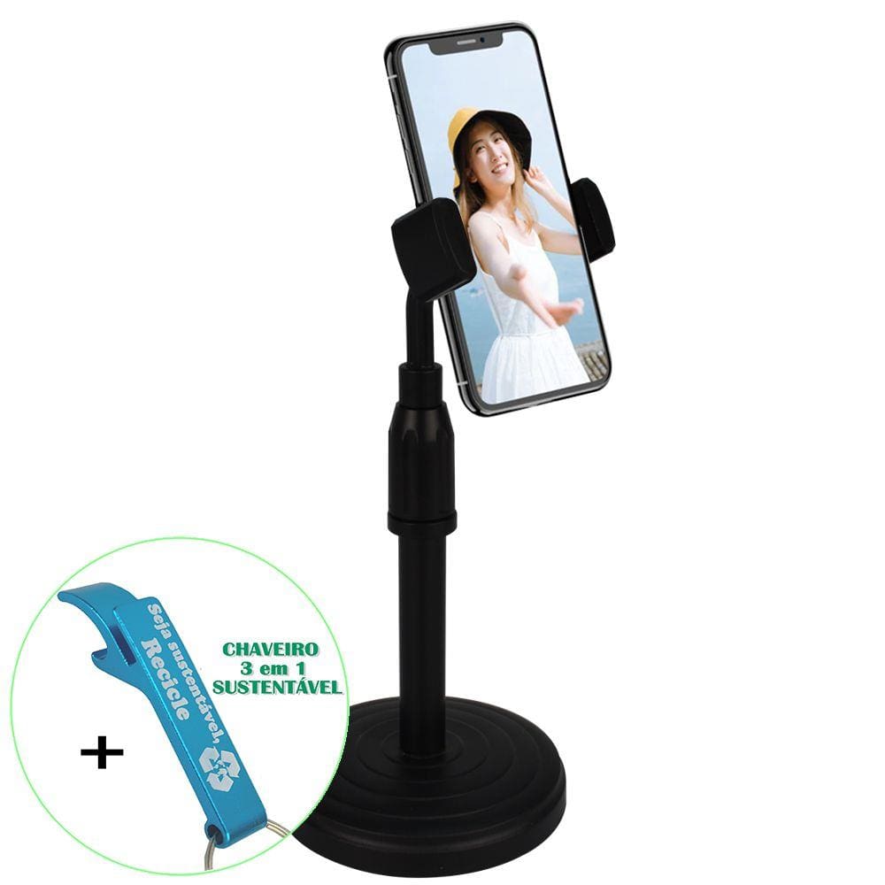 Suporte de Celular de Mesa Ajustável + Chaveiro CBRN17768
