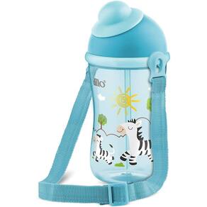 Copo Cantil Decorado Canudo Silicone Lillo 390 ml Azul