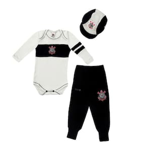 Kit Body Manga Longa Corinthians Culote e Boné G Unissex