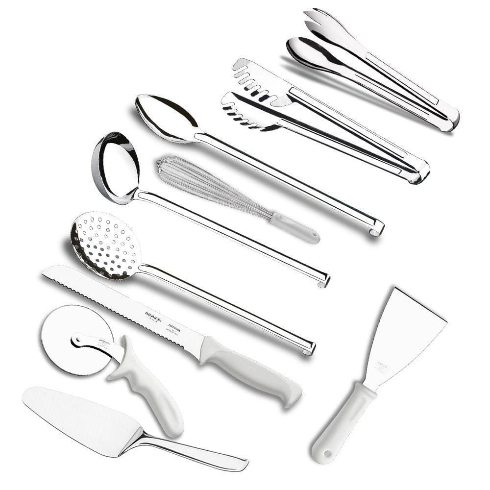 Kit Essencial Utensílios de Cozinha Brinox 10 Peças Aço Inox