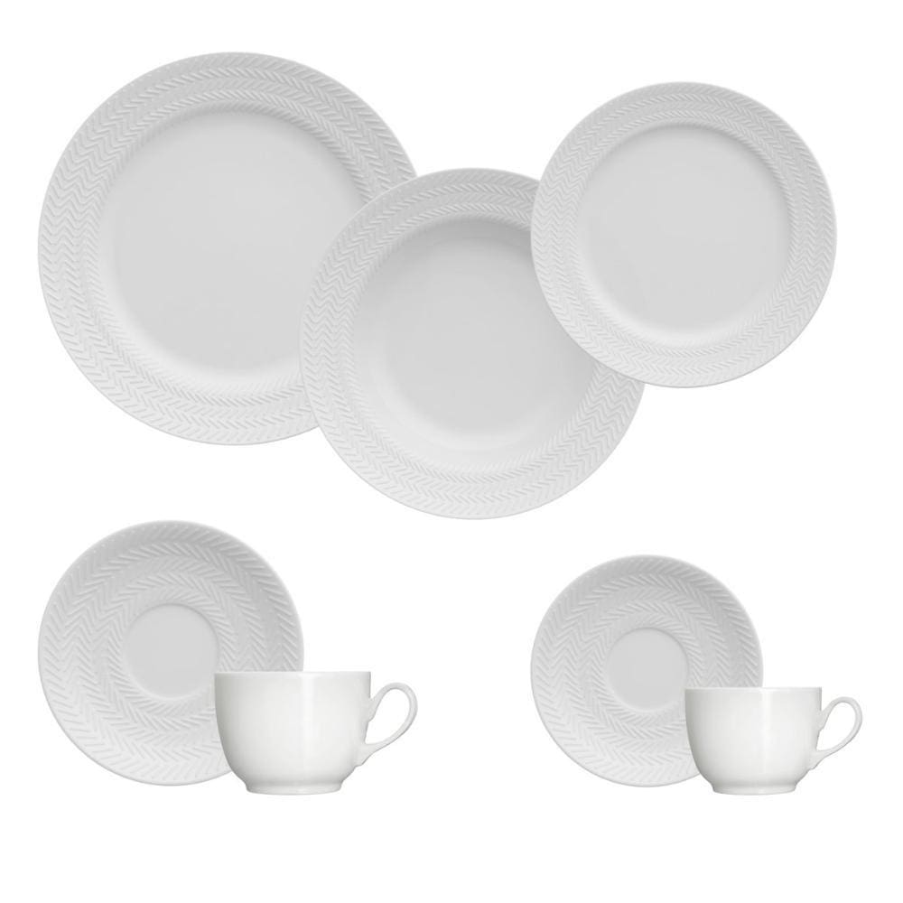 Aparelho de Jantar de Porcelana Germer Branco 42 Peças