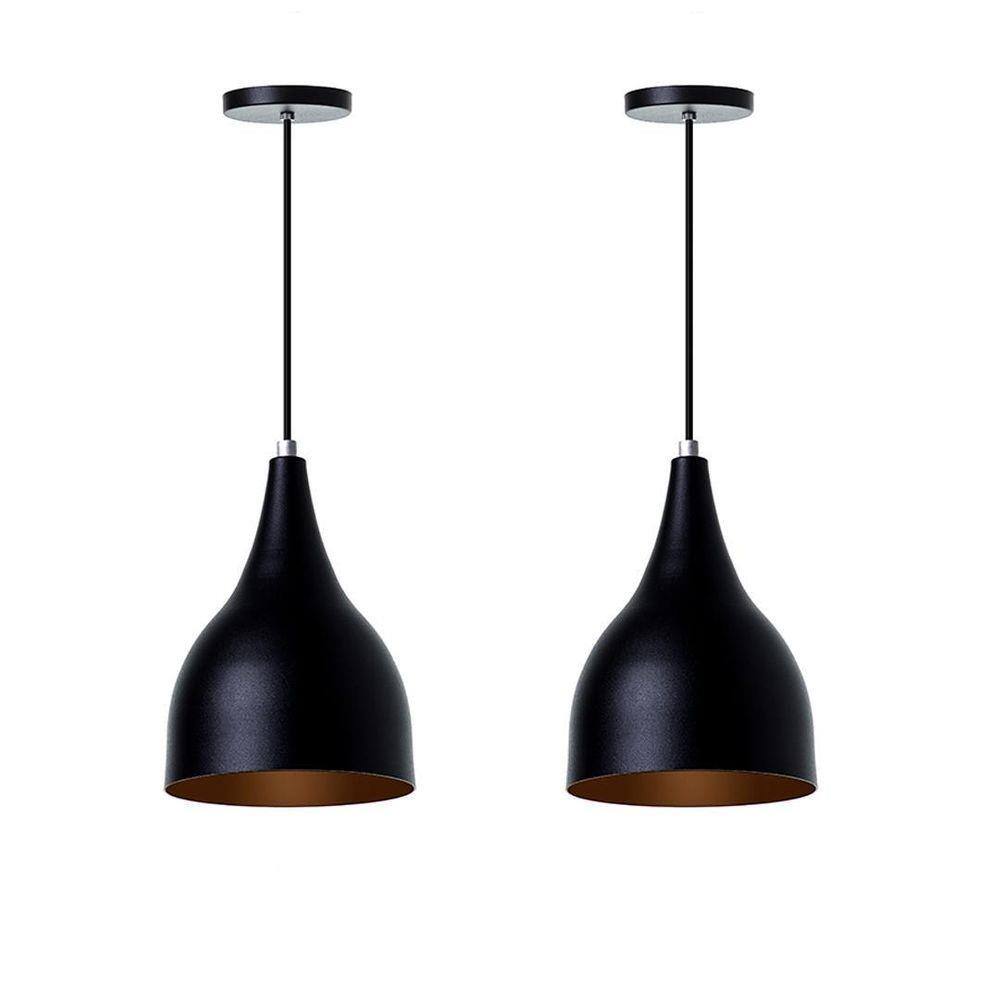 Kit 2 Lustre Pendente Gota Preto Alumínio Decorações